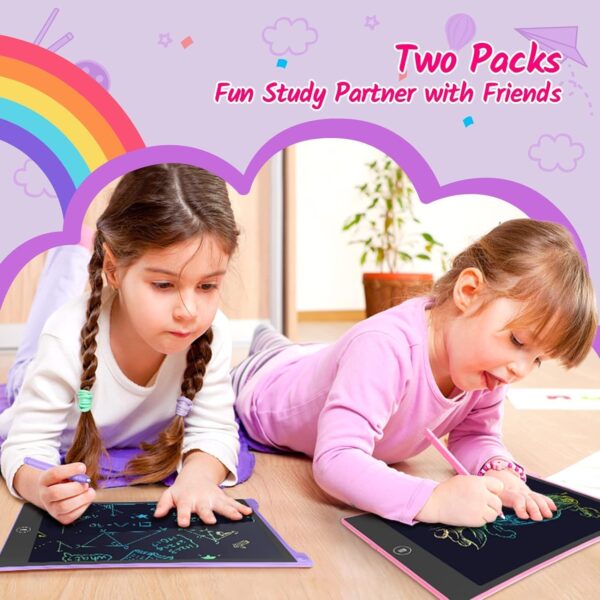 Pack 10 Inch LCD Writing Tablet, Colorful Doodle Board Electronic Drawing Pads, Kids Travel Games Learning Toys