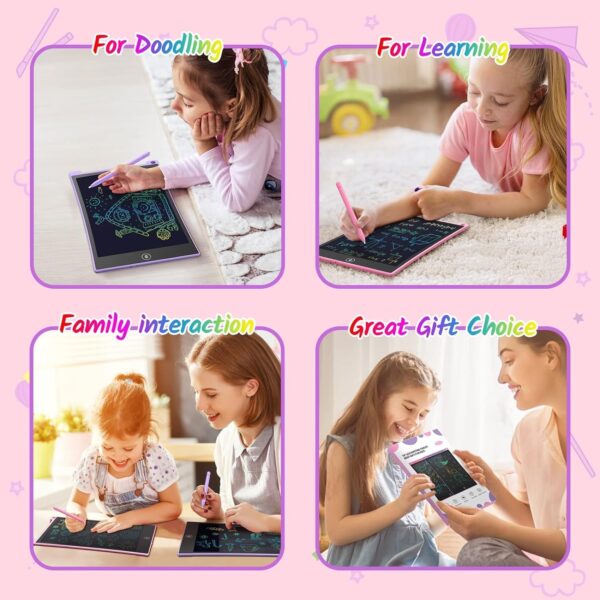 Pack 10 Inch LCD Writing Tablet, Colorful Doodle Board Electronic Drawing Pads, Kids Travel Games Learning Toys