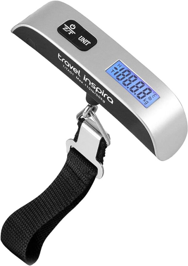 Portable Digital Hanging Baggage Scale for Travel, Suitcase Weight Scale with Rubber Paint, 110 Pounds, Battery Included